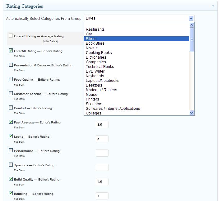 Rating Categories Rating Categories