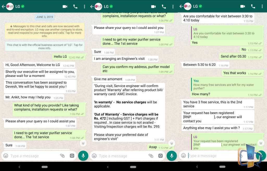 LG Whatsapp Customer Care