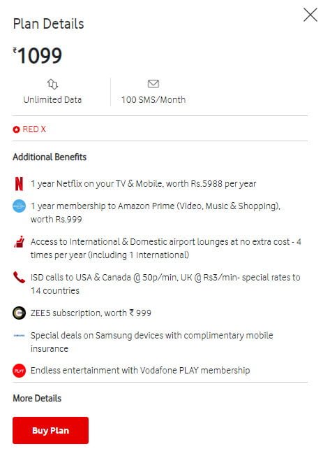Vodafone RedX plan